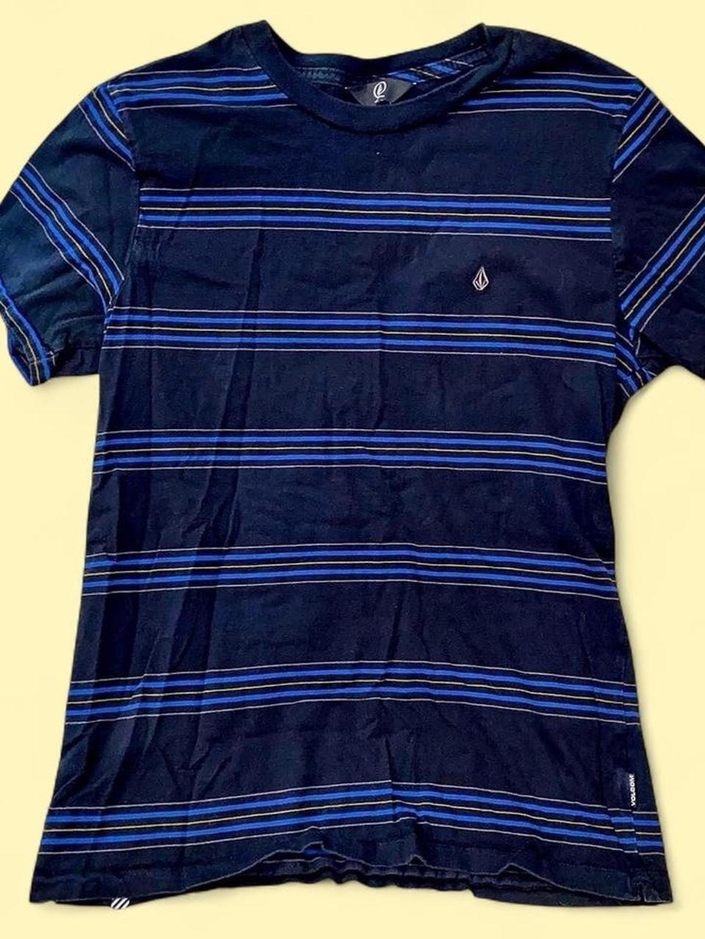 Volcom Navy Blue Striped Short Sleeve Tee